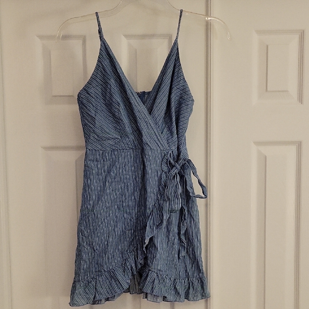 Altar'd State Blue Striped Wrap Dress